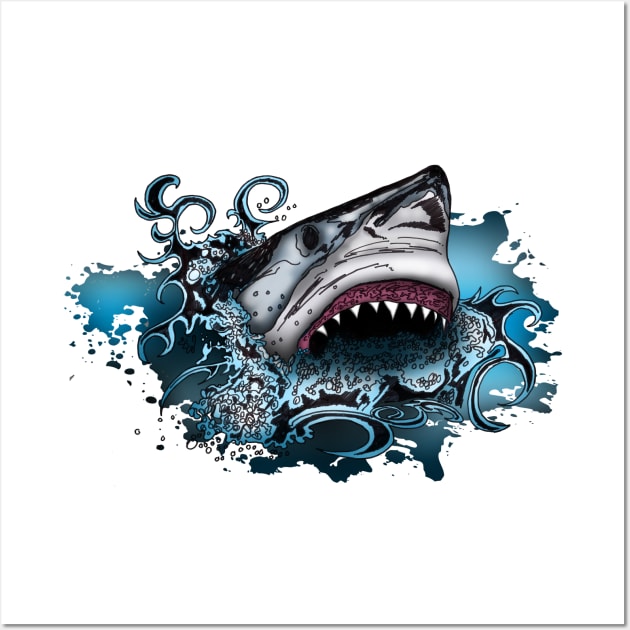 Shark Attack Wall Art by adamzworld